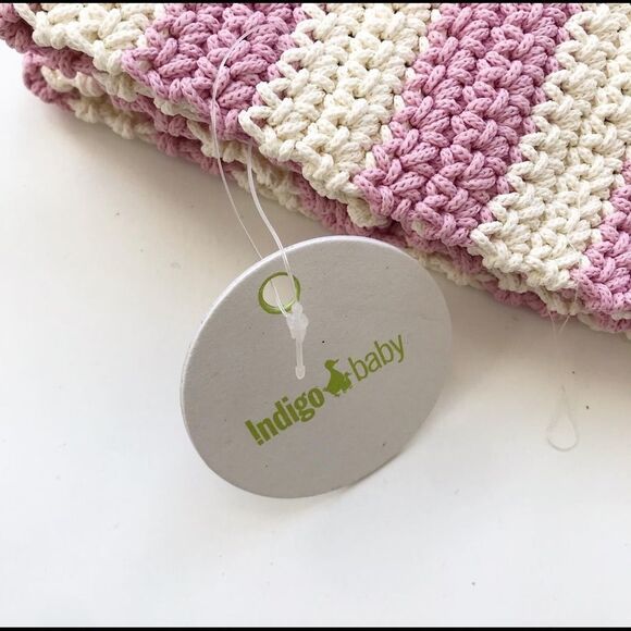 Indigo baby NWT stripe crochet basket 7” x 7” x 8” - Picture 6 of 6